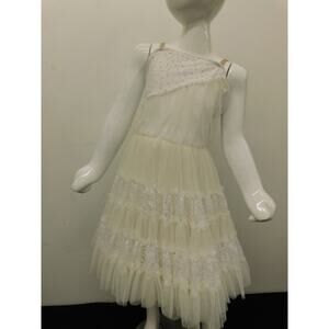 Girls Cream Layered Tulle Dance Costume with Lace Accents